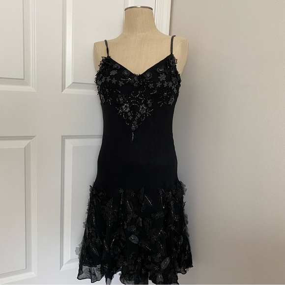 Sue Wong size 12 black floral embroidered appliqué detail dress - Picture 2 of 7